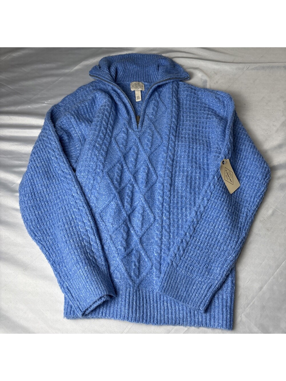 St. John's Bay Silver Lake Blue Cable Knit Half-Zip Sweater,